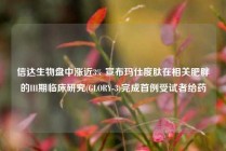 信达生物盘中涨近3% 宣布玛仕度肽在相关肥胖的III期临床研究(GLORY-3)完成首例受试者给药