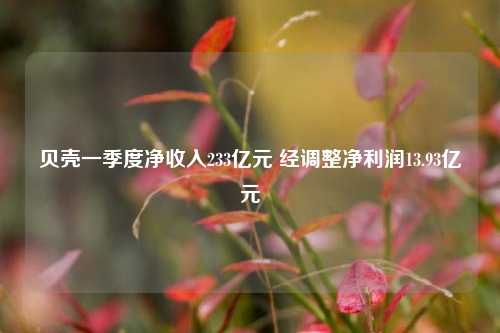 贝壳一季度净收入233亿元 经调整净利润13.93亿元  第1张