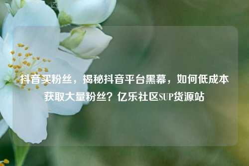 抖音买粉丝，揭秘抖音平台黑幕	，如何低成本获取大量粉丝？亿乐社区SUP货源站  第1张
