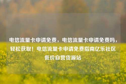 电信流量卡申请免费	，电信流量卡申请免费吗，轻松获取！电信流量卡申请免费指南亿乐社区低价自营货源站  第1张