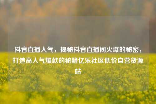 抖音直播人气，揭秘抖音直播间火爆的秘密，打造高人气爆款的秘籍亿乐社区低价自营货源站  第1张