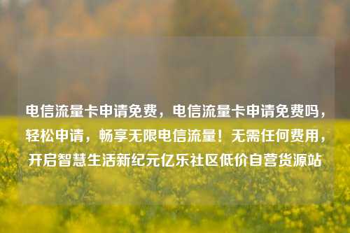 电信流量卡申请免费，电信流量卡申请免费吗	，轻松申请，畅享无限电信流量！无需任何费用，开启智慧生活新纪元亿乐社区低价自营货源站  第1张